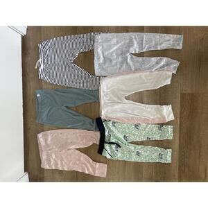 9-18 months baby girl comfy pants pj pajama bottoms - 6 pc lot